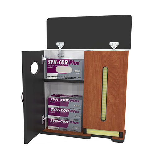 Proximity GXT wall mounted briefs dispenser and personal protection equipment storage cabinet.