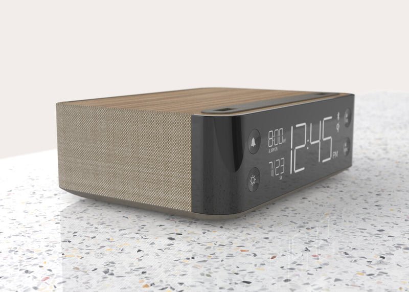 Side view of the Station A All Inclusive Alarm Clock and Bluetooth Speaker.